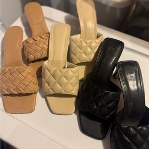 H&M Women's Quilted and Braided Mules - Black, Tan, Cream
